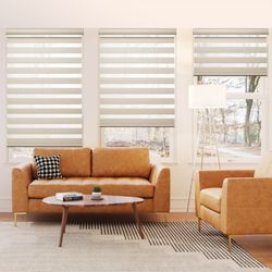 IL Progetto Shades & Blinds And More - Transform your living room with the beauty and style of zebra shades, offering a perfect blend of light and privacy.