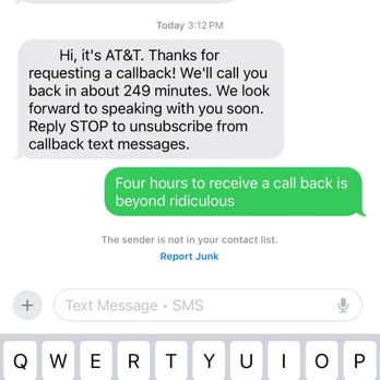 AT&T - This is the estimated wait time for a call back from customer service. Over 4 hours to wait for someone to maybe be able to help me. - Internet Service Providers Near Me