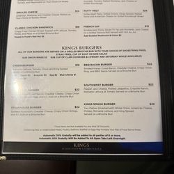 Westlane Restaurant & Bar - Menu