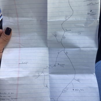 Glory Hole Falls - Hand drawn map my bf made. Was helpful since there's no cell service out there. - Hiking Near Me