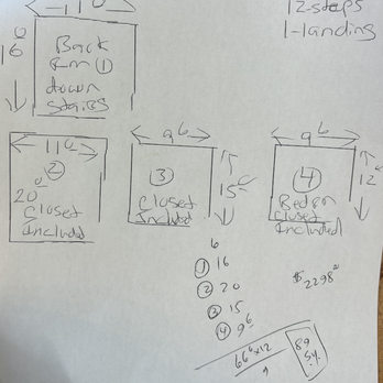 Mill Carpet - even with generous measurements and them using 12ft as one wall instead of actual measurement then adding 10% the math still didn't add up - Flooring Near Me