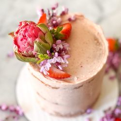Cake Bloom - Strawberry Belle is a spring seasonal flavor at Cake Bloom featuring almond cake, strawberries and vanilla chantilly cream.