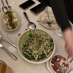 barbecued lamb, chopped salad, tuna tartare