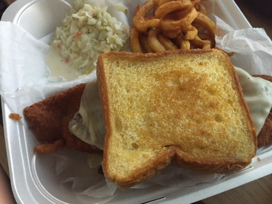 Photo of Fatballs - Jacksonville, FL, US. I can't even get a picture that truly shows the enormity of this amazing fish sandwich!