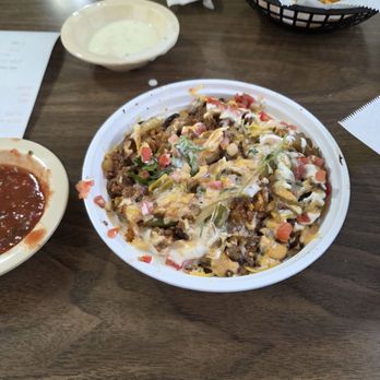 Happy Taco - Beef rice bowl with added grilled onions and peppers. With quseo - Tacos Near Me - Cantonment, Florida