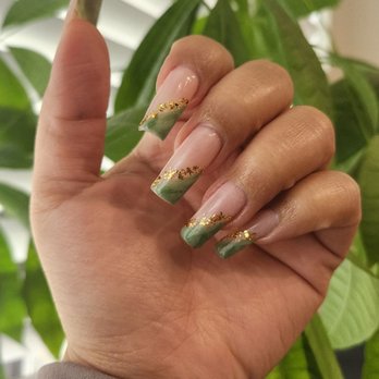 Glam Chateau - GelX jade and gold nails - Nail Salons Near Me - Westminster, California