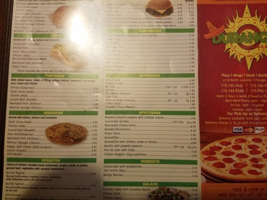 Menu photo 1 Durango's Pizza Chicago, IL