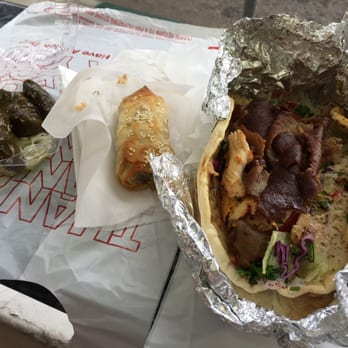 Adonis - The gyro/chicken mix wrap with spanakopita and grape leaves. - Mediterranean Near Me - Laguna Beach, California