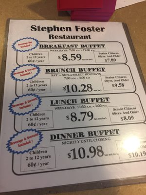 Menu photo 2 Stephen Foster Restaurant Bardstown, KY