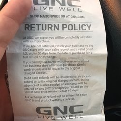 GNC - GNC return policy!!!!!!!