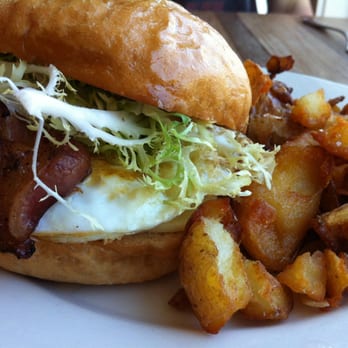 Plow - Fried Egg Sandwich (Two Eggs Fried, Cheddar, Aioli, Served w/Crispy Potatoes, $11 + Nueske Bacon, $2.50) - Breakfast & Brunch Near Me - San Francisco, California