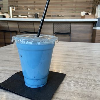 Sago Coffee - Iced Peaflower Lavendar Latte with Almondmilk - Coffee & Tea Near Me - Jacksonville Beach, Florida