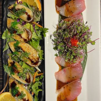 Sushiya - Baked Green Mussel & Yellowtail Carpaccio - Sushi Bars Near Me - San Dimas, California