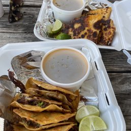 Close - taco special. Far - quesadilla.