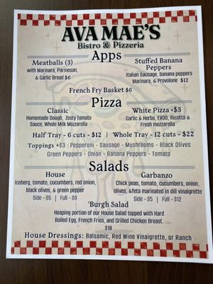 Menu photo 4 Ava Mae's Bistro and Pizzeria Cuddy, PA Menu photo 4 Ava Mae's Bistro and Pizzeria Cuddy, PA