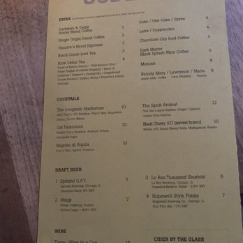 Longman & Eagle - Back bar menu - Gastropubs Near Me - Chicago, Illinois