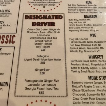 Public Kitchen - Designated driver section of the drinks menu - Gastropubs Near Me - Wakefield, Massachusetts