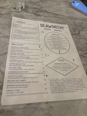 Menu photo 1 Seaworthy New Orleans, LA