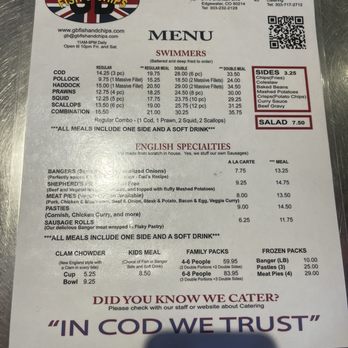 GB Fish & Chips - menu - British Near Me - Denver, Colorado
