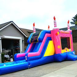 PDX Jumpers - Pink Cake Castle Slide/Pool $250