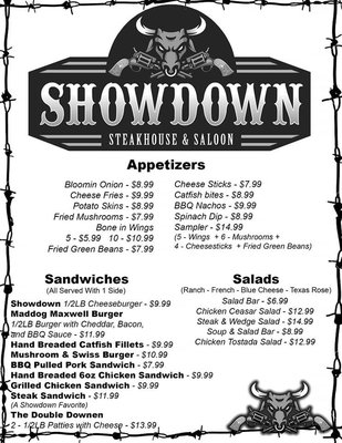 Menu photo 8 Show Down Steakhouse & Saloon Mount Vernon, IL Menu photo 8 Show Down Steakhouse & Saloon Mount Vernon, IL