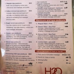H2O Nails Spa - Prices as of 9/30/2024