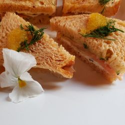 English Tea Sandwich with edible flowers.