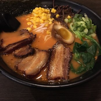 Ippin Ramen - Spicy ramen with spicy pork. Added corn and bok choy - Ramen Near Me - Oakhurst, New Jersey