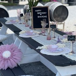 Lenz Winery - Our table decorated by us!