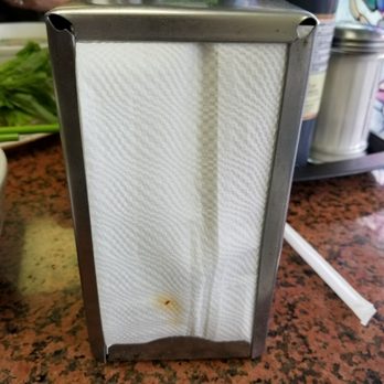 Pho Thanh - Dirty Napkin in dispenser - Vietnamese Near Me - Phoenix, Arizona Pho Thanh - Dirty Napkin in dispenser - Vietnamese Near Me - Phoenix, Arizona