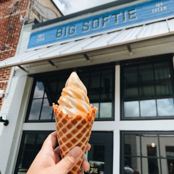 Big Softie - vegan vanilla oat soft serve with peach drizzle - Ice Cream & Frozen Yogurt Near Me - Atlanta, Georgia