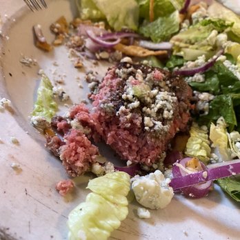 Central City Bar And Grill - Undercooked bleu cheese burger salad - Burgers Near Me - Cortland, New York Central City Bar And Grill - Undercooked bleu cheese burger salad - Burgers Near Me - Cortland, New York