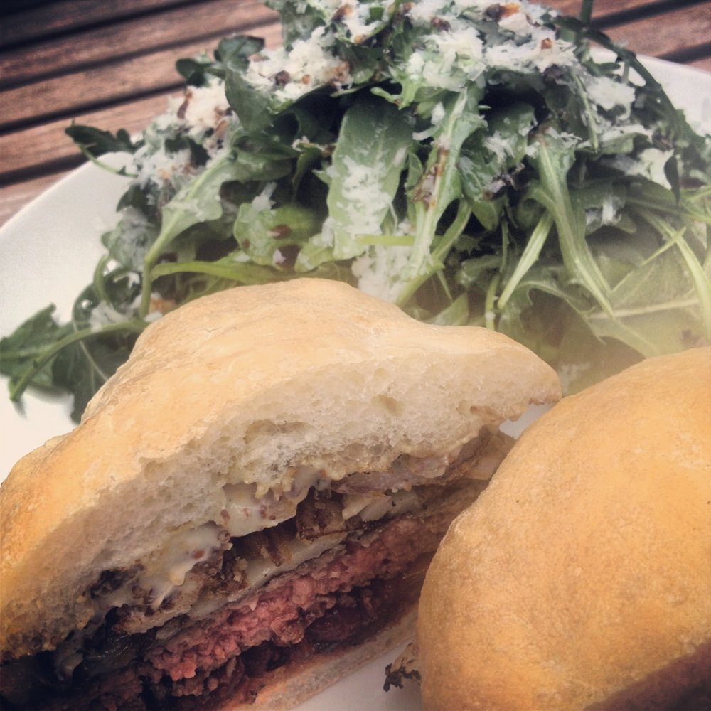 Red House - Burger and arugula on the patio. Amazing! - Gastropubs Near Me - Kingston, Ontario Red House - Burger and arugula on the patio. Amazing! - Gastropubs Near Me - Kingston, Ontario
