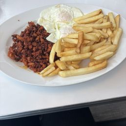Chorizo, Eggs over easy and Papas Chorizo, Eggs over easy and Papas