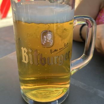 Wurstküche - This is the Bitburger Pilsner, a tasty German beer that went really well with the brats. - Hot Dogs Near Me - Los Angeles, California Wurstküche - This is the Bitburger Pilsner, a tasty German beer that went really well with the brats. - Hot Dogs Near Me - Los Angeles, California