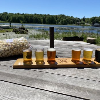 Lunkenheimer Brewing - Sodus Bay - a flight of beers and popcorn - Breweries Near Me - North Rose, New York Lunkenheimer Brewing - Sodus Bay - a flight of beers and popcorn - Breweries Near Me - North Rose, New York