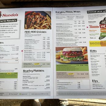 Nando's - Menu - Chicken Shop Near Me - London, XGL
