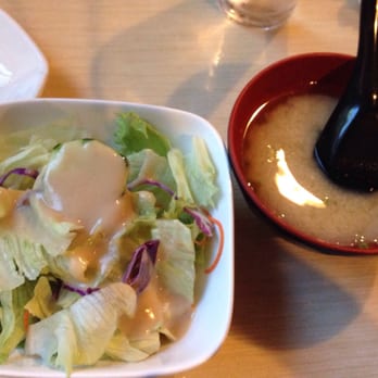 Plum House - Salad and miso soup - Japanese Near Me - Rochester, New York Plum House - Salad and miso soup - Japanese Near Me - Rochester, New York
