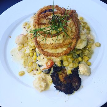Heard Dat Kitchen - Superdome: blackened fish, lobster potatoes, lobster sauce and onion rings - Cajun/Creole Near Me - New Orleans, Louisiana Heard Dat Kitchen - Superdome: blackened fish, lobster potatoes, lobster sauce and onion rings - Cajun/Creole Near Me - New Orleans, Louisiana