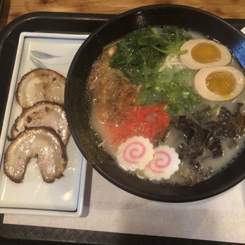 Ramen Gami - Tokontsu w. Marinated egg, and the pork seared hard and on the side - Ramen Near Me - Newark, New Jersey Ramen Gami - Tokontsu w. Marinated egg, and the pork seared hard and on the side - Ramen Near Me - Newark, New Jersey
