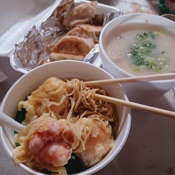 The Congee - Big Shrimp wontons with noodles and soup, shrimp congee and pan-fried dumplings - Chinese Near Me - Alhambra, California