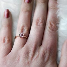 My 1.08 ct sapphire/rose gold engagement ring from Bonaci Jewelers. My 1.08 ct sapphire/rose gold engagement ring from Bonaci Jewelers.