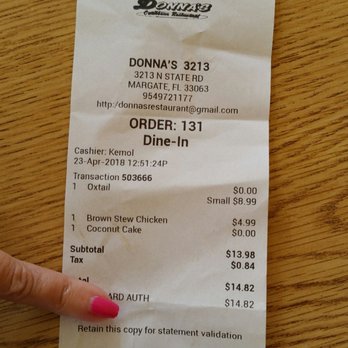 Donna's Caribbean Restaurant - 2 entrees, small drink and cake ... less than $15 ! - Caribbean Near Me - Margate, Florida Donna's Caribbean Restaurant - 2 entrees, small drink and cake ... less than $15 ! - Caribbean Near Me - Margate, Florida