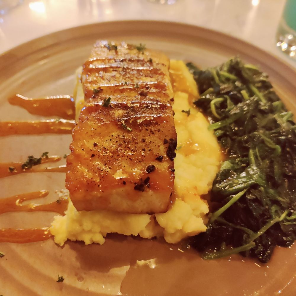 The Union Bar and Grill - Salmon with polenta & spinach - Bars Near Me - Hyattsville, Maryland The Union Bar and Grill - Salmon with polenta & spinach - Bars Near Me - Hyattsville, Maryland