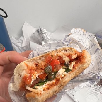 Lenwich - Caprese Sandwich (mozz, peppers, capers, basil, tomatoes, tomato pesto, on ciabatta tho!) - Sandwiches Near Me - New York, New York Lenwich - Caprese Sandwich (mozz, peppers, capers, basil, tomatoes, tomato pesto, on ciabatta tho!) - Sandwiches Near Me - New York, New York