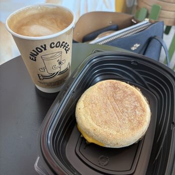 Enjoy Coffee - Lavender latte and breakfast sandwich - Coffee & Tea Near Me - Vacaville, California
