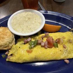 Western with biscuit and grits