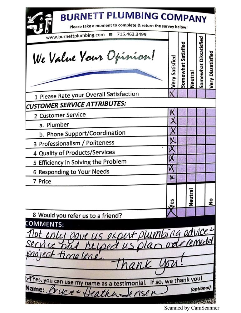 Slide of Burnett Plumbing Company