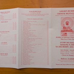 Golden Buddha - Menu as of January 2025