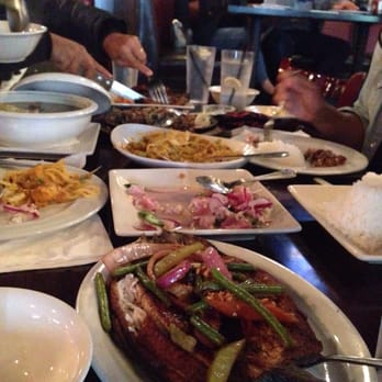 Gerry's Grill - (From closest to furthest) Bangus, Kilawin Tuna, Pancit Palabok, Pork Sisig - Filipino Near Me - Artesia, California